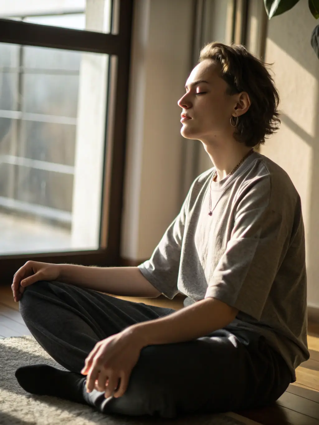 A calming image of a person meditating during a Tai Chi session, emphasizing stress reduction and mental clarity, with soft lighting and a peaceful expression.